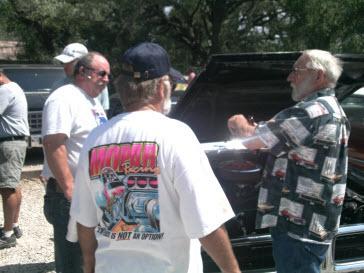 Big engine discussion. Riley's Classic Car Day. Hunter, Texas