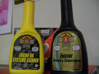 Dirty Engine Cleaner. Removes Sludge. Adds Friction protector. Add yellow cleaner to dirty motor oil, run motor 5 minutes. Drain and replace. Add Engine protector. Your price $25